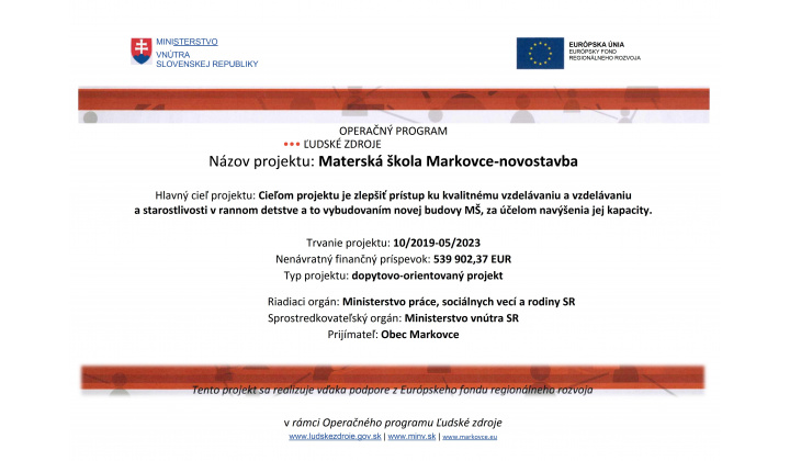 Materská škola Markovce-novostavba